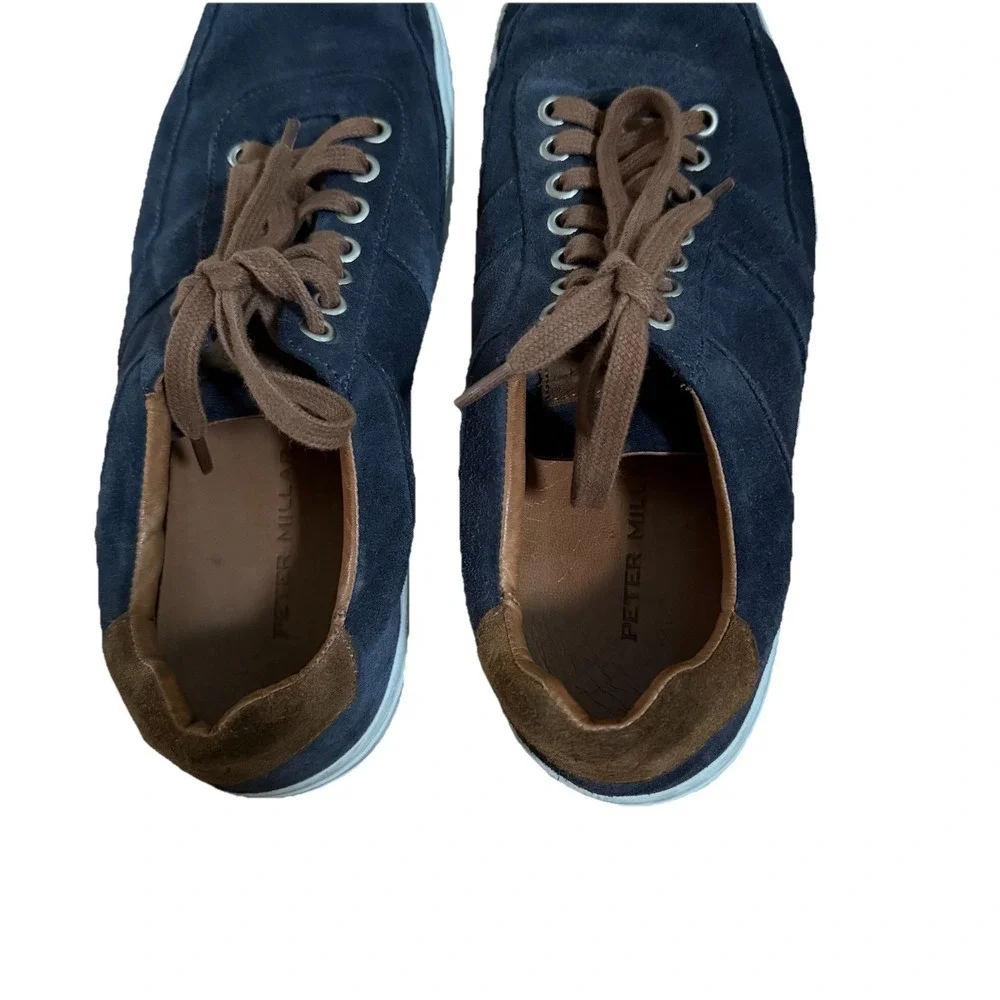 Peter Millar Vantage Suede‎ Sneakers Mens 9.5 Navy Blue Lace Up Retro